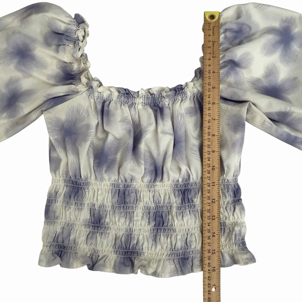 Levi's Tilly Smocked Blouse MEDIUM Starburst Cool Dusk Milkmaid Top Cottagecore‎ - Picture 10 of 11